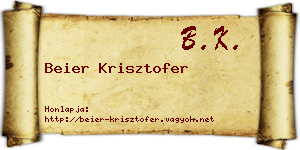Beier Krisztofer névjegykártya